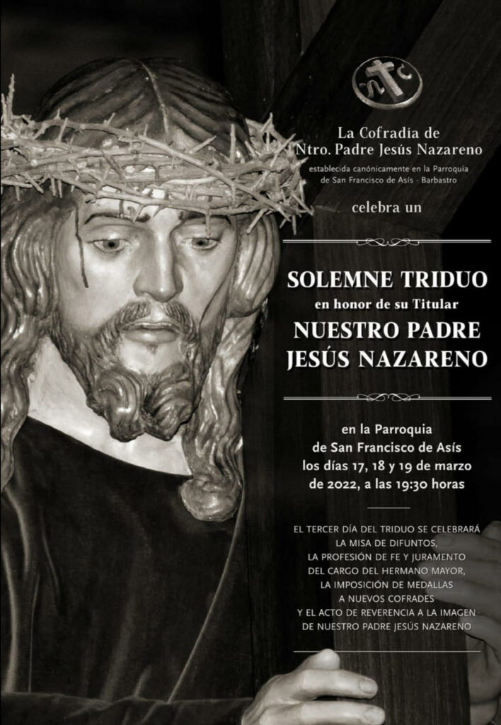 Cartel Solemne triduo en honor a Nuestro Padre Jesús Nazareno